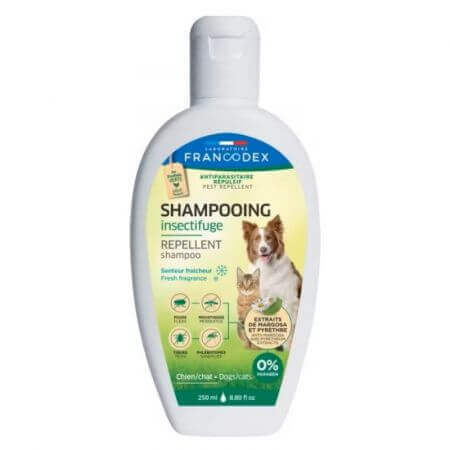 Shampoo repellente con aroma fresco per cani o gatti, 250 ml, Francodex