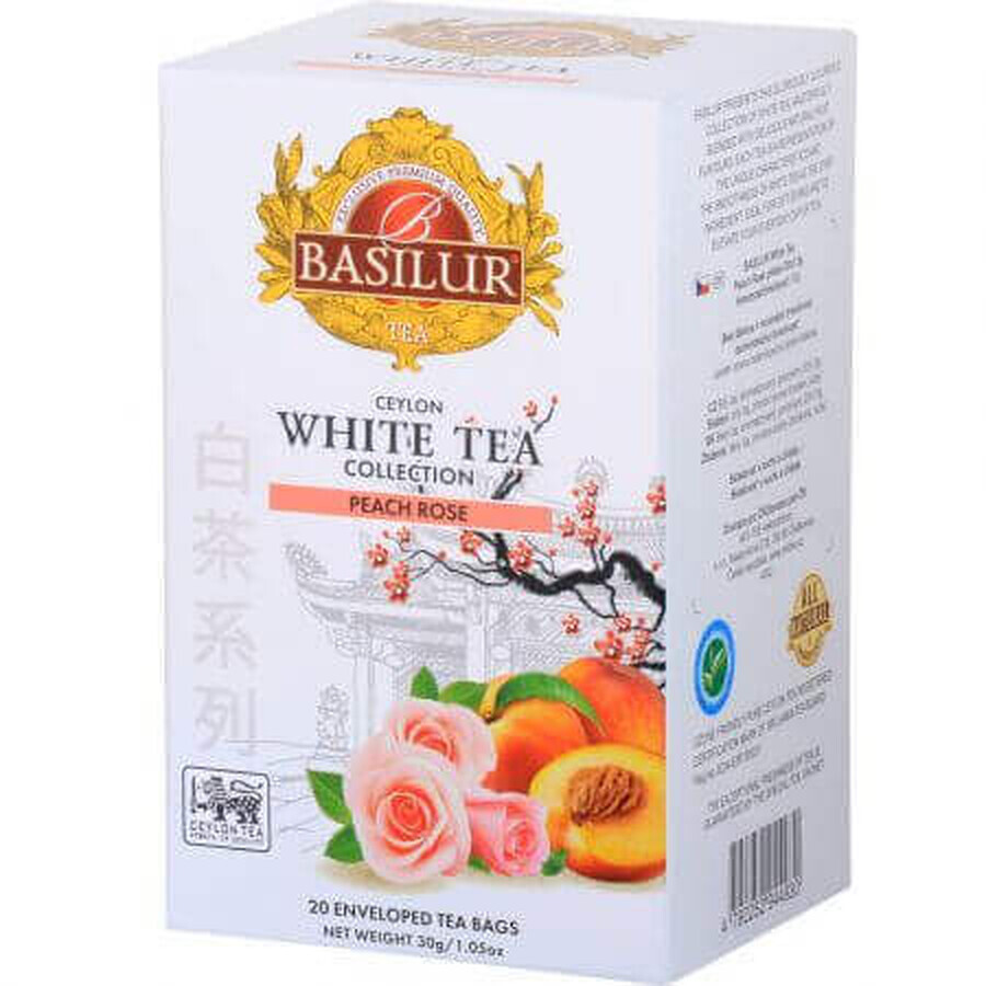 White Tea White Tea Peach Rose, 20 sachets, Basilur