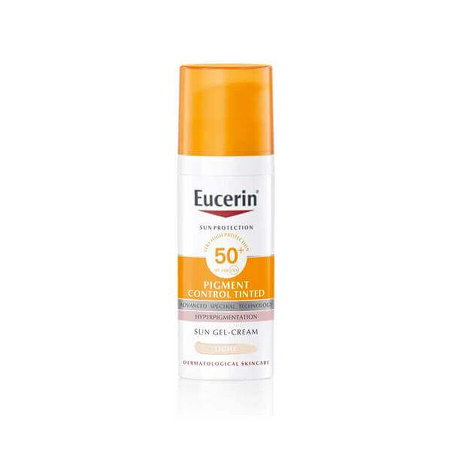 Crema gel protettiva solare viso SPF 50+ tonalità chiara, 50 ml, Eucerin