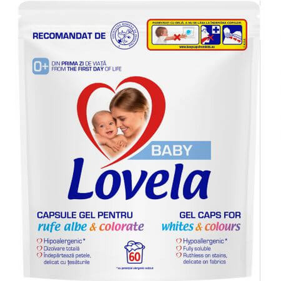 Capsule detersivo per bucato bianco e colorato, 60 pezzi, Lovela Baby