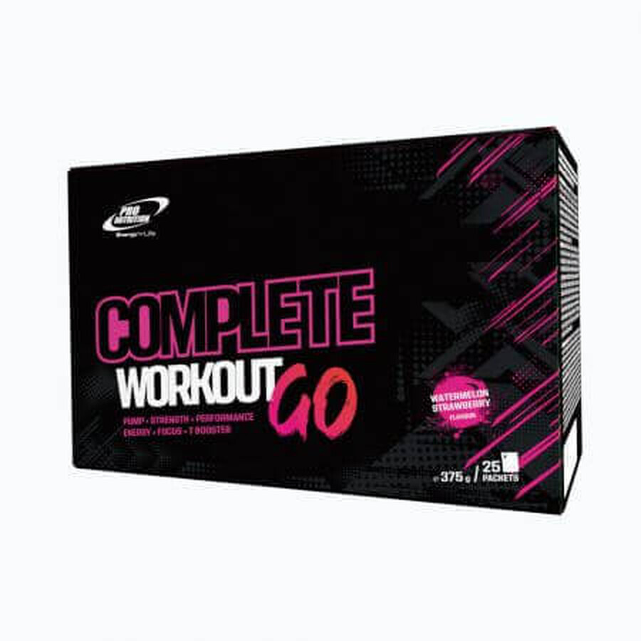 Complete Workout Go pre-workout formule, watermeloen aardbei, 25 sachets, Pro Nutrition