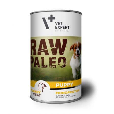 Alimento umido con carne di tacchino per cani Raw Paleo Puppy, 800 g, VetExpert
