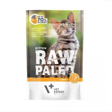 Alimento umido Raw Paleo Kitten con carne di tacchino, 100 g, VetExpert