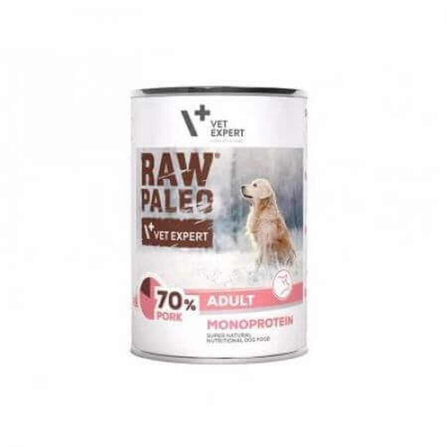 Alimento umido con carne di maiale per cani adulti Raw Paleo, 400 g, VetExpert