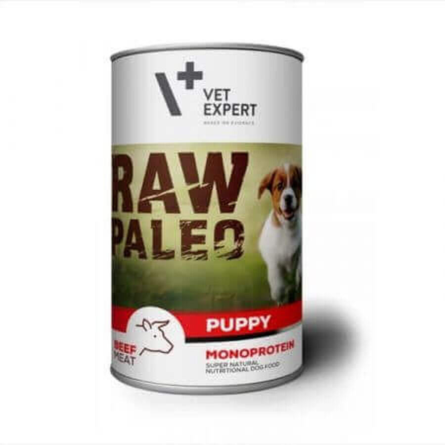 Cibo umido con manzo per cani Raw Paleo Puppy, 400 g, VetExpert