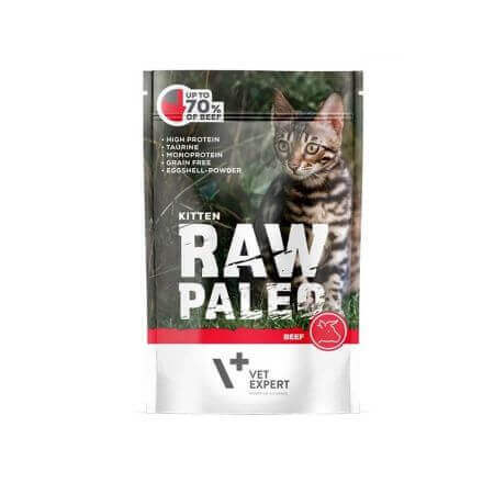 Cibo umido per gatti Raw Paleo Kitten con manzo, 100 g, VetExpert