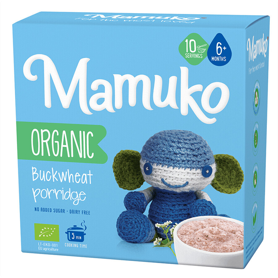 Porridge made of organic sugar-free buckwheat for children, +6 months, 200 g, Mamuko