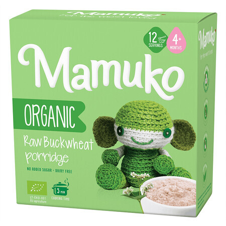 Porridge from Organic Raw Buckwheat without sugar for children, +4 months, 200 g, Mamuko