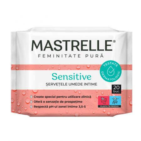 Salviette intime umidificate Mastrelle Sensitive, 20 pezzi, Fiterman