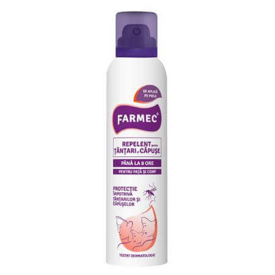 Spray repellente per zanzare e zecche, 150 ml, Farmec