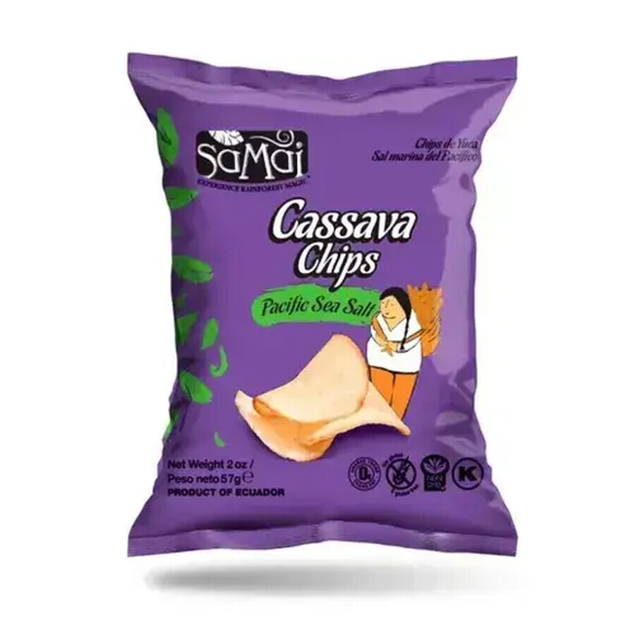 Chips di tapioca di manioca con sale marino, 57 g, SaMai