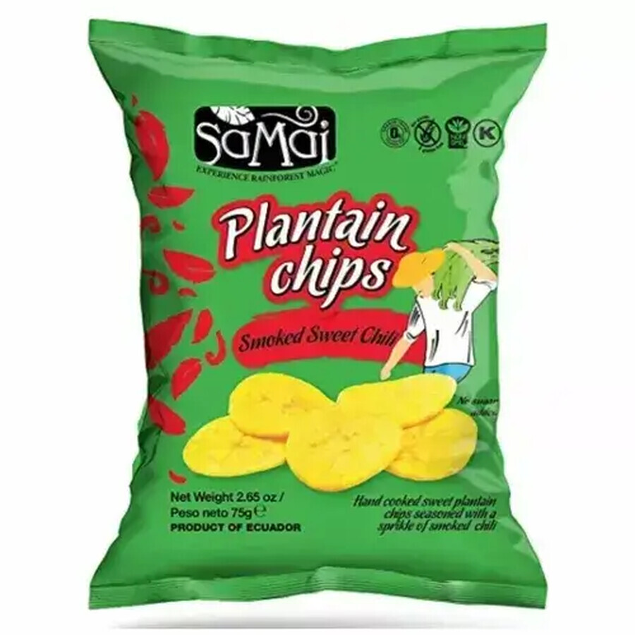 Chips de plátano con chile dulce, 75 g, SaMai