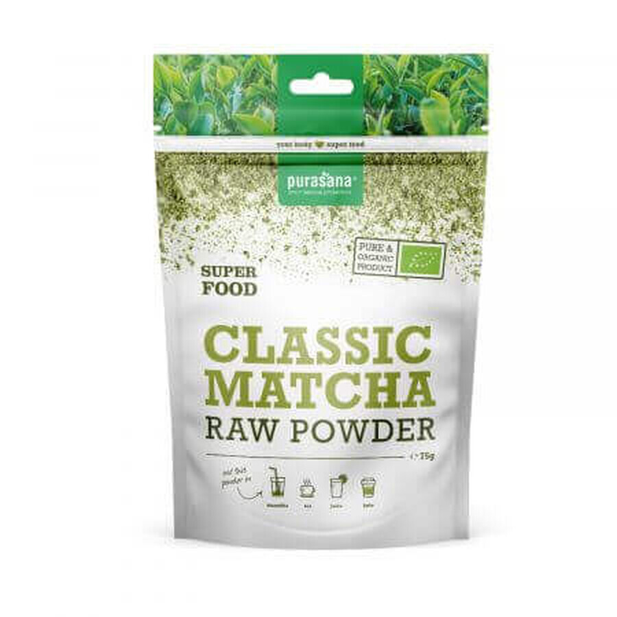 Polvere cruda di Matcha classico, 75 g, Purasana