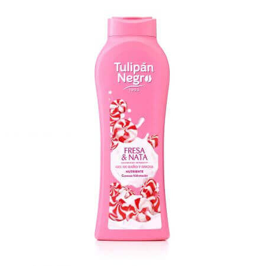 Gel de Ducha Fresa y Nata Negro, 650 ml, Tulipán