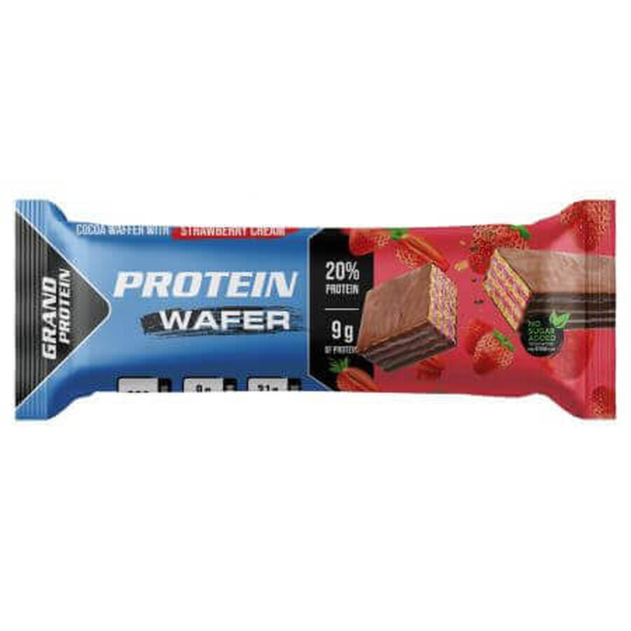 Stevia-sweetened strawberry flavored protein wafer, 46 g, Grand Protein