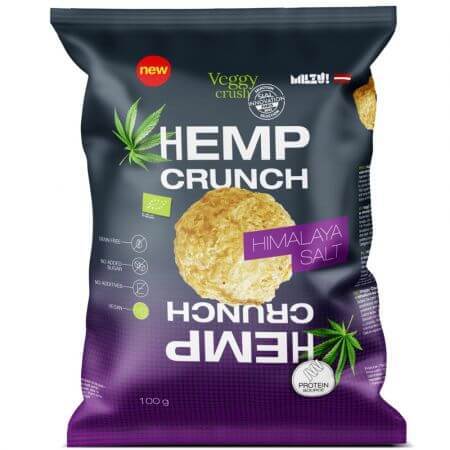 Organic protein snack with Himalayan salt Hemp Crunch, 100 g, Veggy Crush