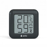 Digital room thermometer and hygrometer, Black, Airbi