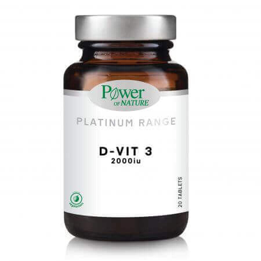 Vitamina D3 2000iu D-Vit3 Platinum, 20 compresse, Forza della natura