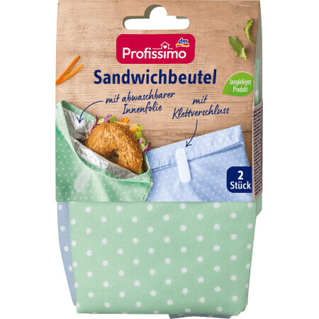 Profissimo Borsa sandwich riutilizzabile, 2 pz