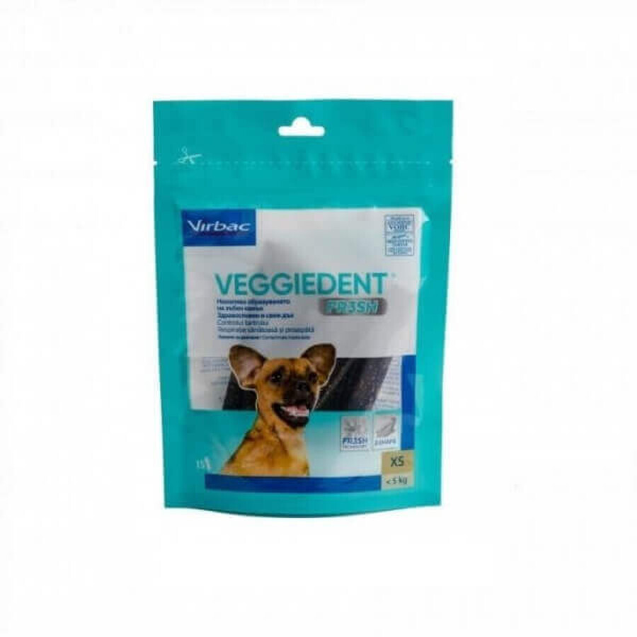 Bâtonnets dentaires pour chiens jusqu'à 5 kg Veggiedent Fr3sh XS, 15 bâtonnets, Virbac