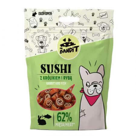 Snack di coniglio e pesce per cani Sushi, 80 g, Mr. Bandit