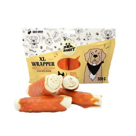 Bandit Wrapper XL Snack di pollo per cani, 500 g, Mr. Bandit