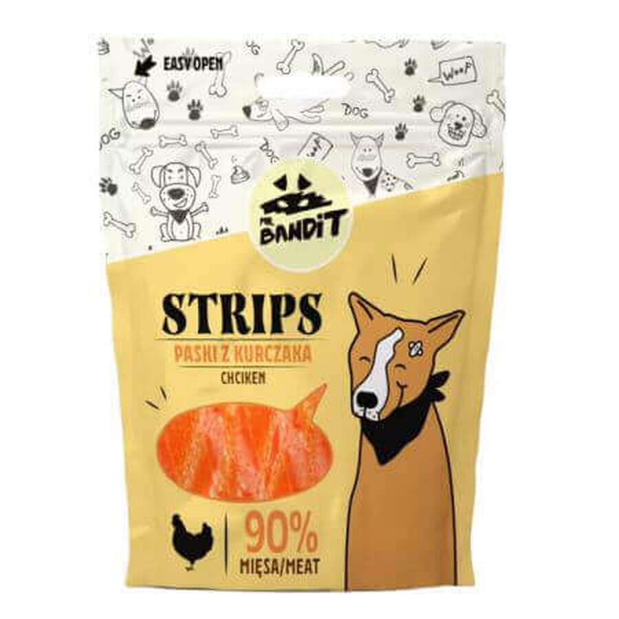 Snack di pollo per cani Strisce di pollo, 80 g, Mr. Bandit