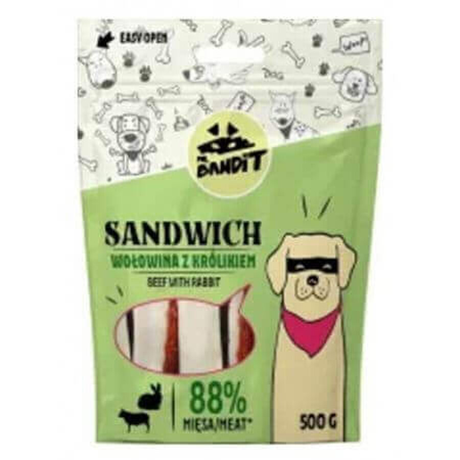 Snack di manzo e coniglio per cani Sandwich, 500 g, Mr. Bandit