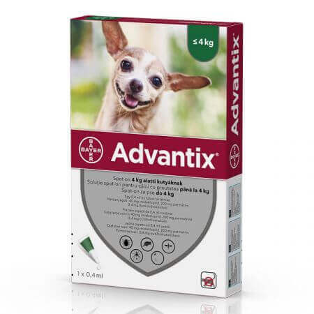 Spot-On Advantix 40 soluzione vermifuga per cani, 1 pipetta, Bayer Vet OTC