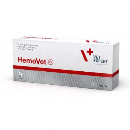Integratore alimentare contro l'anemia nei cani HemoVet, 60 compresse, VetExpert