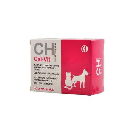 Integratore di calcio per cani e gatti CAL-VIT, 60 compresse, Chemical Iberica