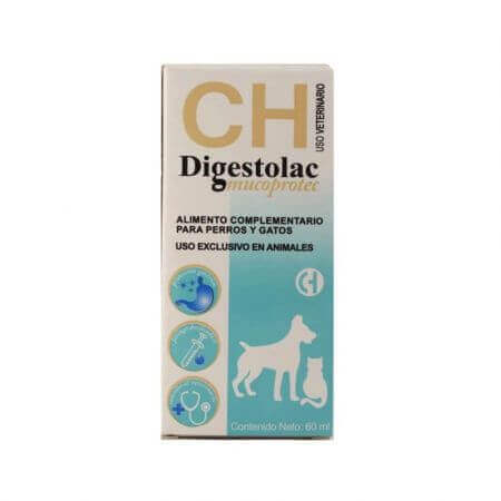 Integratore alimentare per cani e gatti con ruolo di protettore gastrico Digestolac Mucoprotect, 60 ml, Chemical Iberica