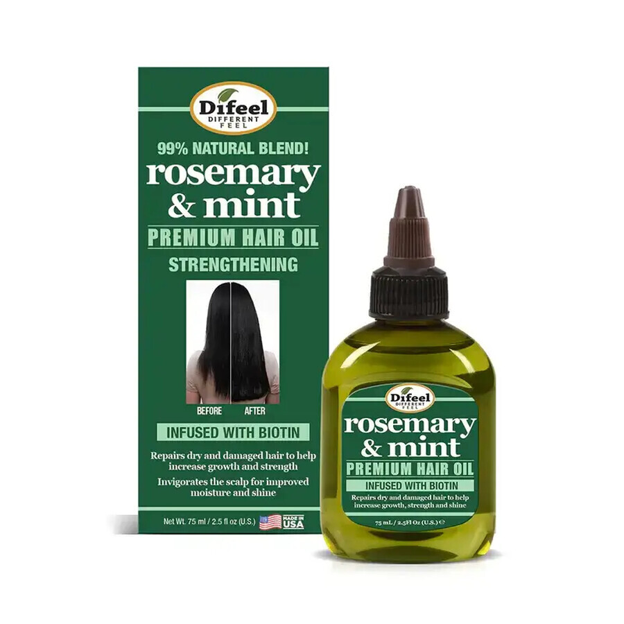 Olio rinforzante per capelli Premium con menta e rosmarino x 75 ml, Difeel