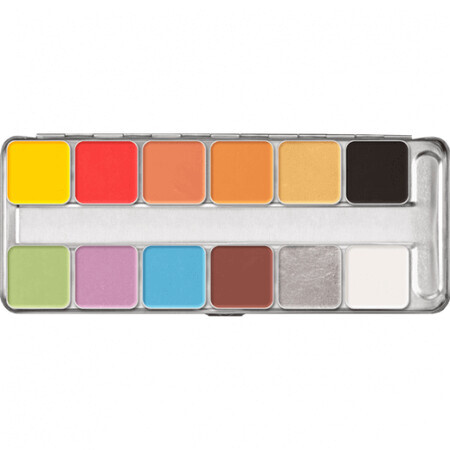 Palette di blush in crema per la pittura di viso e corpo Kryolan Pintura Water Color Palette 12 colori 40ml