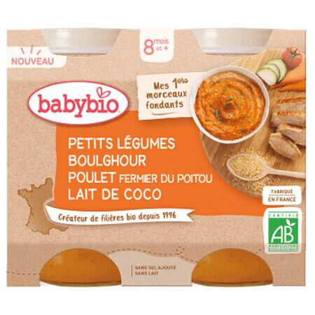 Eco Vegetable Puree with Bulgur, Chicken and Coconut Cream, 2x200 g, BabyBio