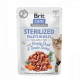 Natvoer met eend- en kalkoenfilet voor katten Brit Care Cat Pouch Sterilised, 85 g, Brit