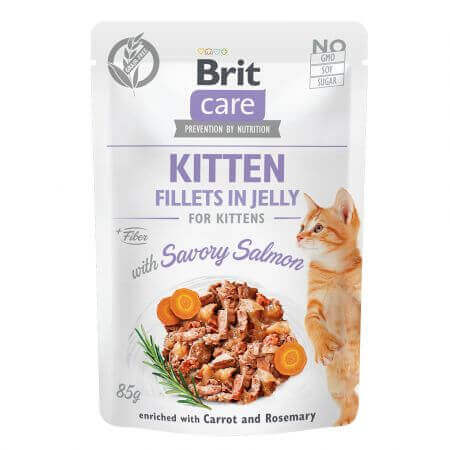 Cibo umido con salmone per gatti Brit Care Cat Pouch Kitten, 85 g, Brit