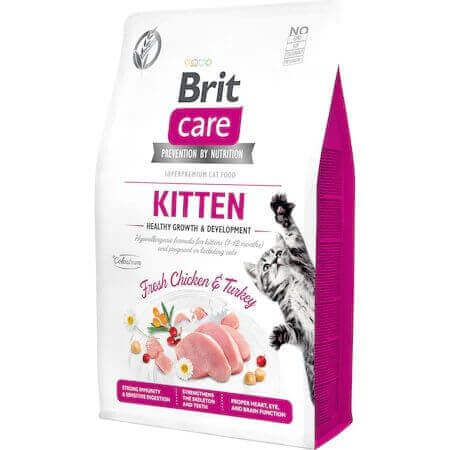 Cibo secco con pollo e tacchino per gatti Brit Care GF Healthy Growth & Development, 2 kg, Brit