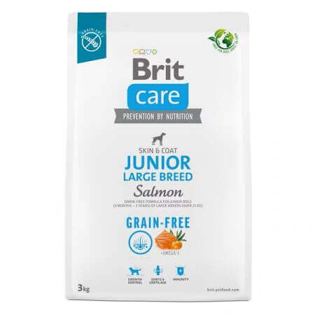 Cibo secco con salmone per cani Brit Care Grain-free Junior Large Breed, 3 kg, Brit