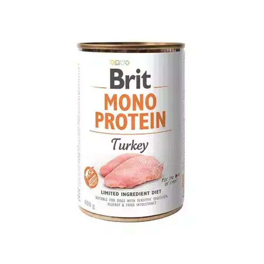 Comida húmeda de pavo para perros Mono Protein Turkey, 400 g, Brit