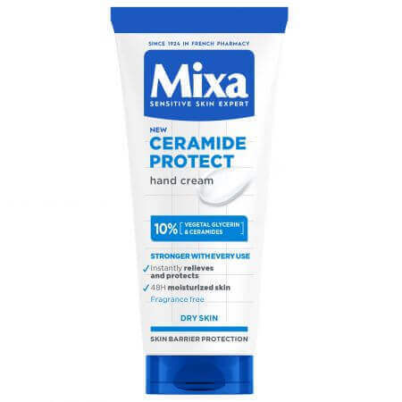 Crema per le mani con glicerina vegetale al 10% e ceramidi per pelli secche Ceramide Protect, 100 ml, Mixa