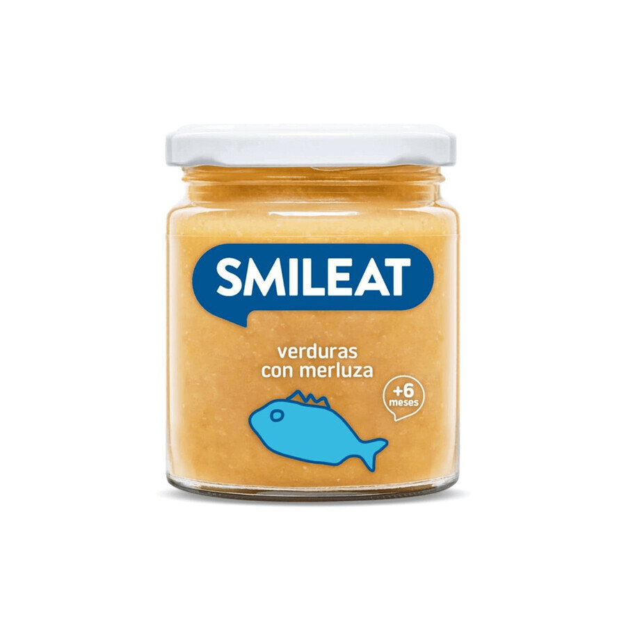 Organic vegetable puree with hake and olive oil, +6 months, 230 g, Smileat