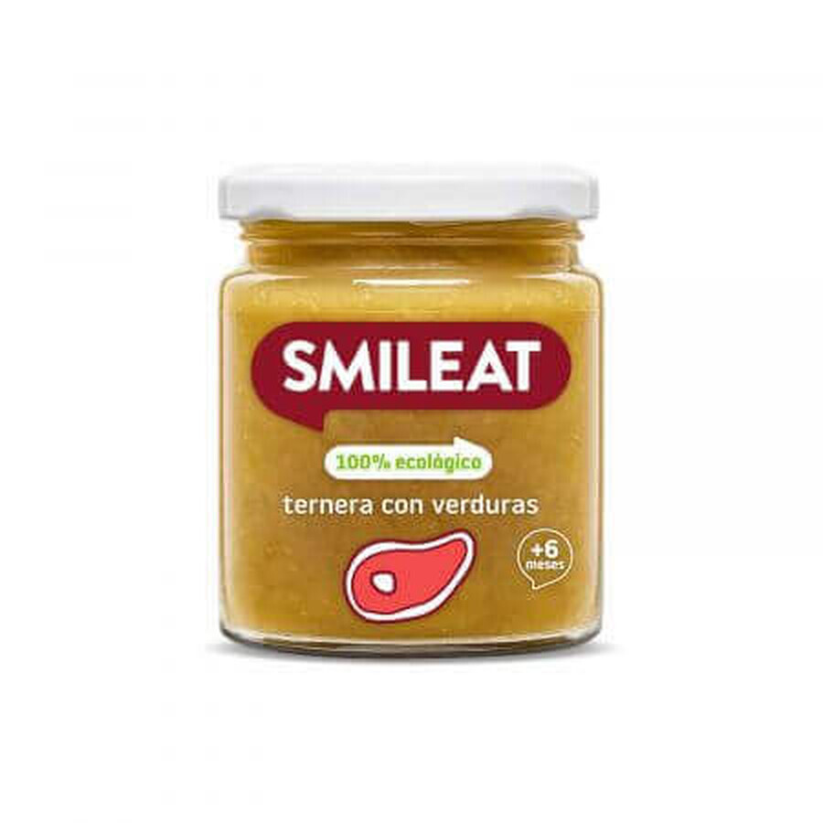 Organic vegetable puree with veal and olive oil, +6 months, 230 g, Smileat