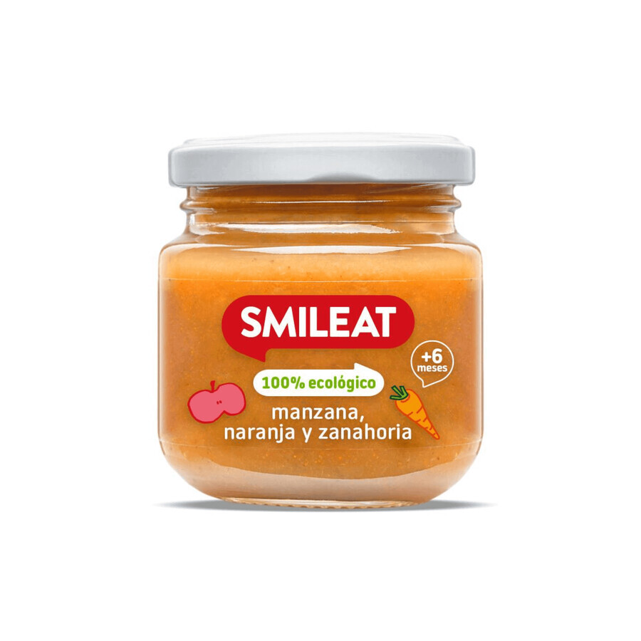 Organic puree of apple, orange and carrot, +6 months, 130 g, Smileat