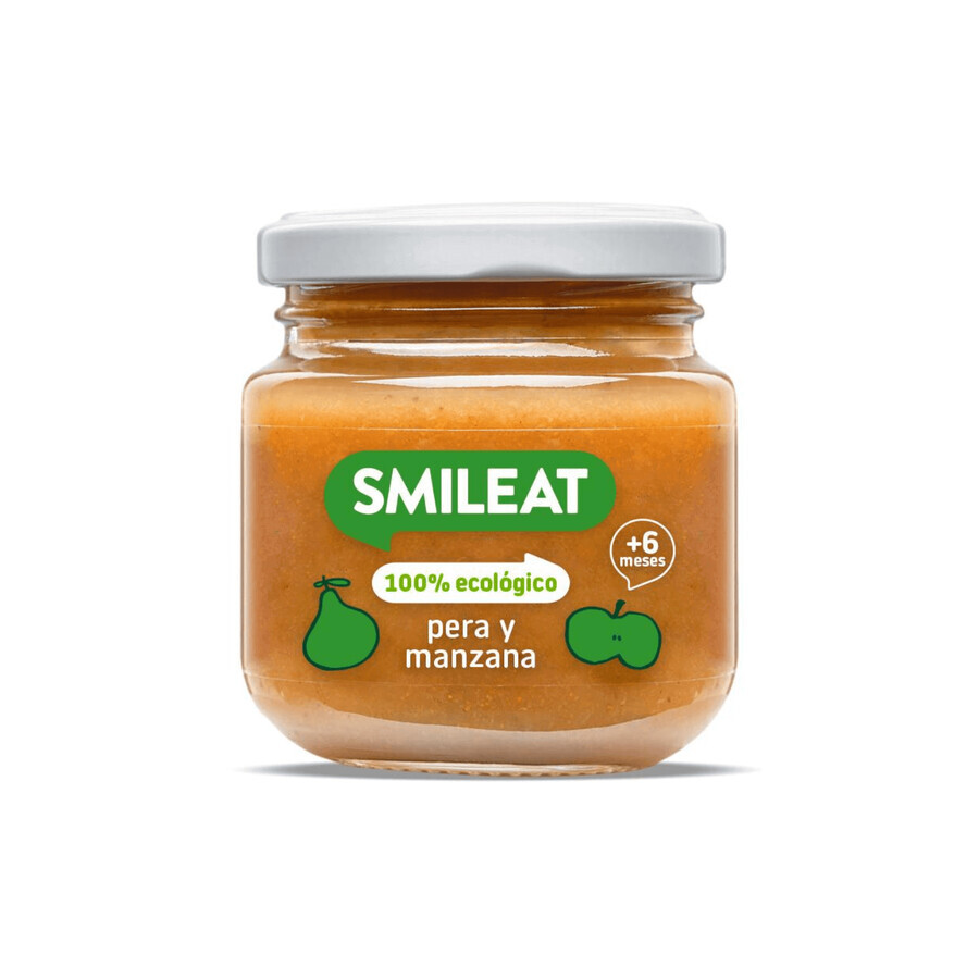 Organic pear and apple puree, +6 months, 130 g, Smileat