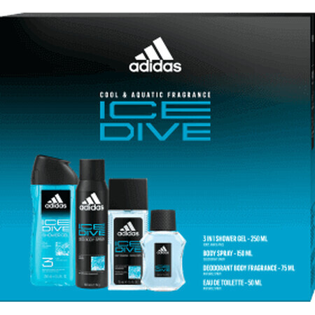 Adidas Set ICE DIVE eau de toilette + gel doccia + deodorante naturale spray, 1 pz