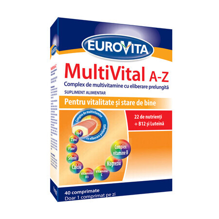 Multivital Vitamin and Mineral Complex A-Z, 40 tablets, Eurovita