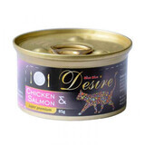 Wet food with chicken fillet and salmon in gelatin for cats Desire, 85 g, Miau Miau