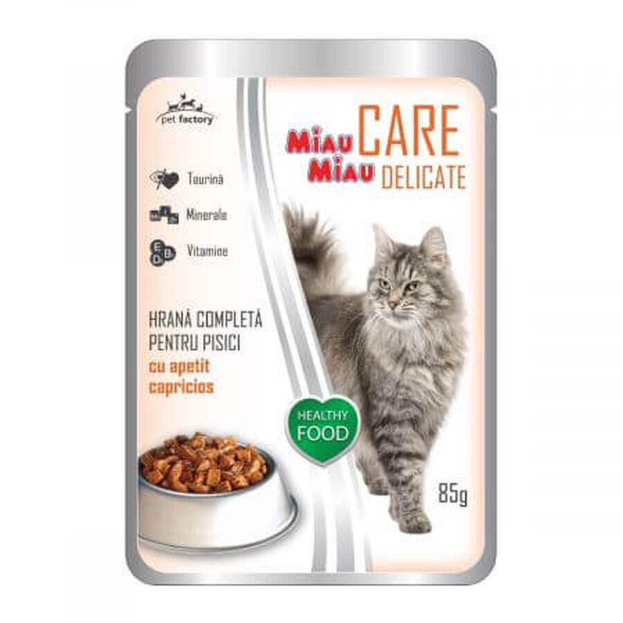 Care Delicate cibo umido per gatti con sgombro, 85 g, Meow-Meow