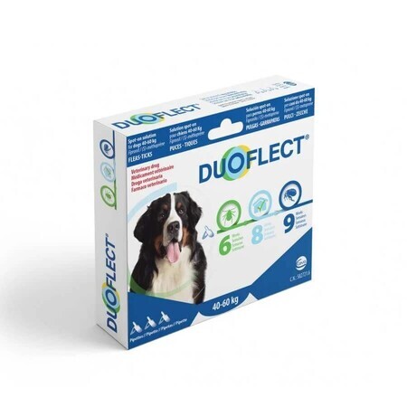 Soluzione antiparassitaria Spot on per cani di peso superiore a 40 kg kg Duoflect, 3 pipette, Ceva Sante